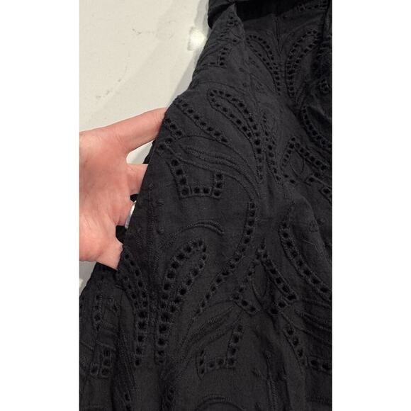 Banana Republic Size Medium Black Twist Front Eyelet Dress Pockets Vacation Boho - Picture 7 of 8
